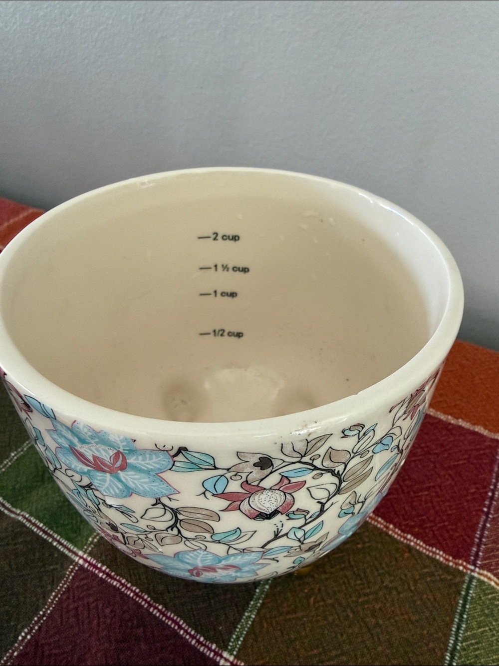 Floral Ceramic Footed Planter - Blue & Cream - Picture 2 of 3
